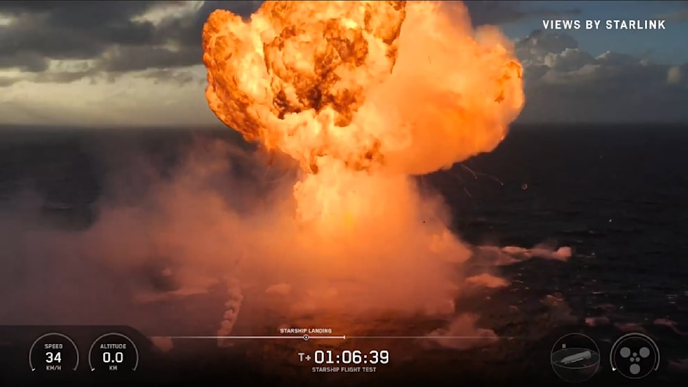 Raketentest für Mondreise: Feurige Landung von SpaceX’s Starship