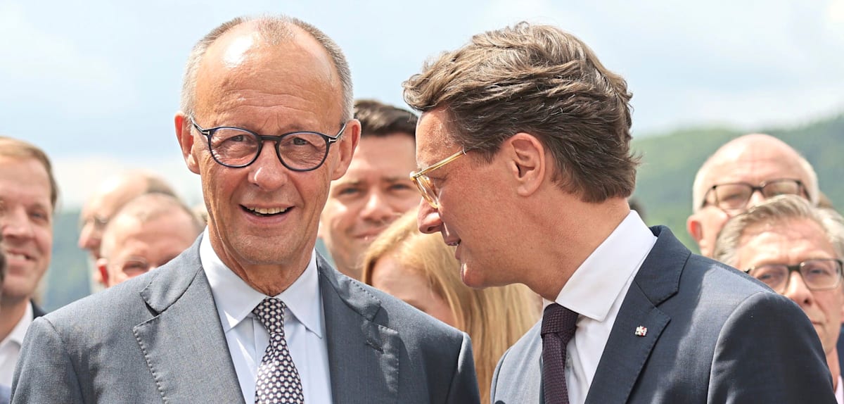Kanzlertausch-Spekulationen: Merz und Wüst demonstrieren Einigkeit