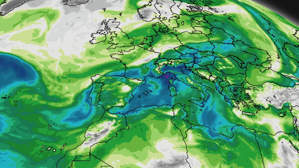 Unwetterwarnung für das Mittelmeergebiet