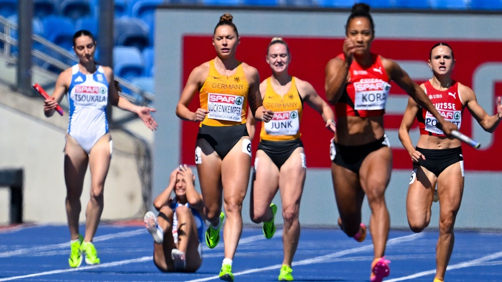 Missgeschick bei der 4×100-Meter-Staffel der Damen