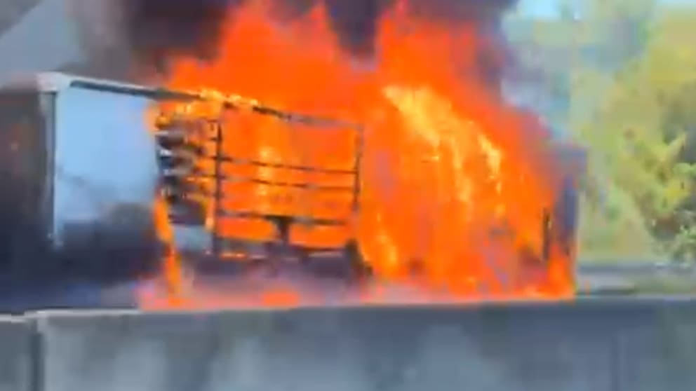 Großeinsatz der Feuerwehr wegen Lkw-Brand auf der A5